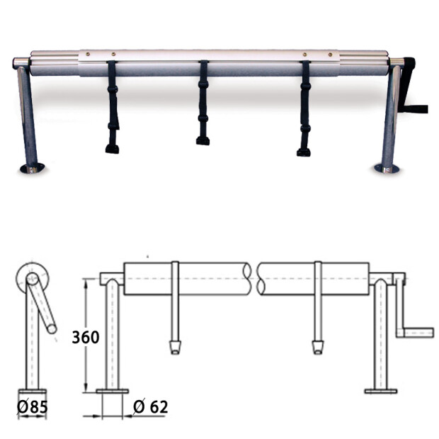 Aufrollvorrichtung DELUXE Fixmontage 410 - 570 cm