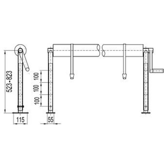 Aufrollvorrichtung DELUXE h&ouml;henverstellbar zur Festmontage bis 6,90  m 260 - 430 cm