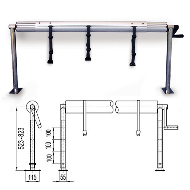 Aufrollvorrichtung DELUXE höhenverstellbar zur Festmontage 410 - 540 cm