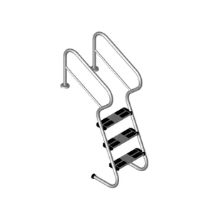 Treppenleiter mit Sicherheitsstufen Holm 43mm - V2A mit...