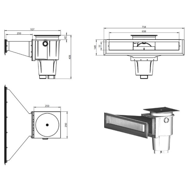 Ocean Skimmer M5 deluxe High75 ABS + V4A weiß Kunststoff
