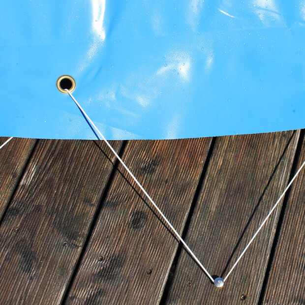 Aufblasbare Poolabdeckung Rund - Sommer und Winterabdeckung in blau 350 cm