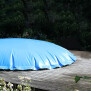 Aufblasbare Poolabdeckung Rund - Sommer und Winterabdeckung in blau 350 cm