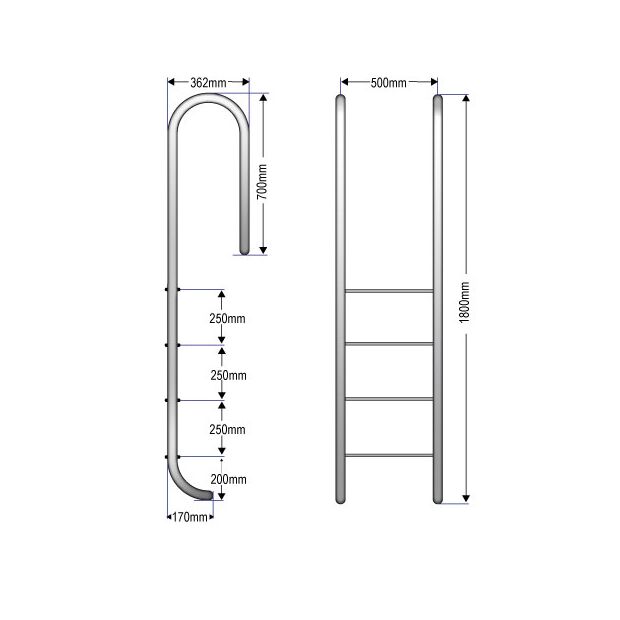 Einbauleiter Trendline ENG | 4-stufig V2A Edelstahl