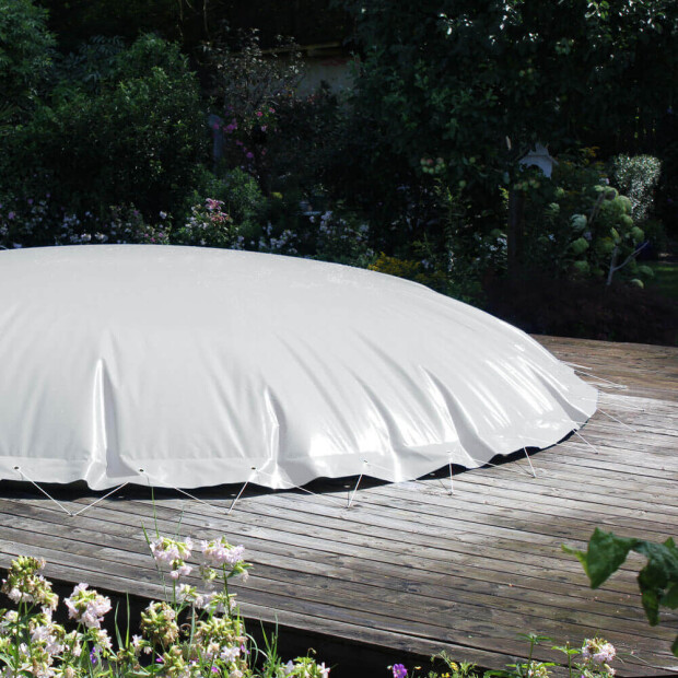 Aufblasbare Poolabdeckung Oval für Achtformbecken Winterabdeckung, grau 525x320 cm