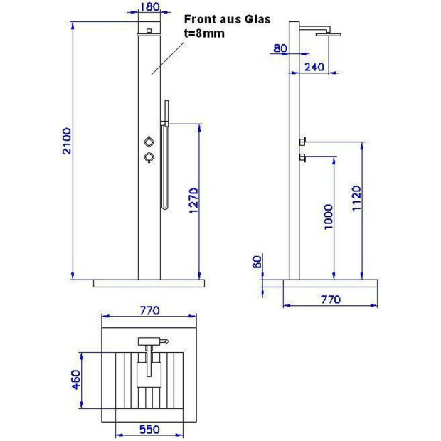 Dusche KUBA WPC | Glas schwarz