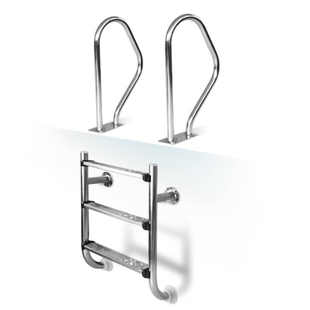 Handlaufpaar Oberteil | V2A Edelstahl | zu Einbauleiter Trendline Exclusiv 3 und 4 stufig
