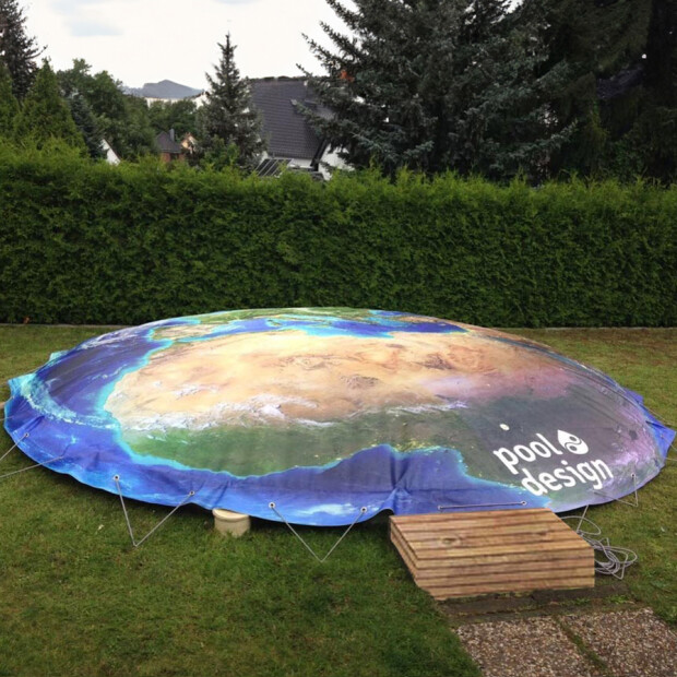 Aufblasabdeckung - Bedruckt - für Achtformbecken 470 x 300 cm P1