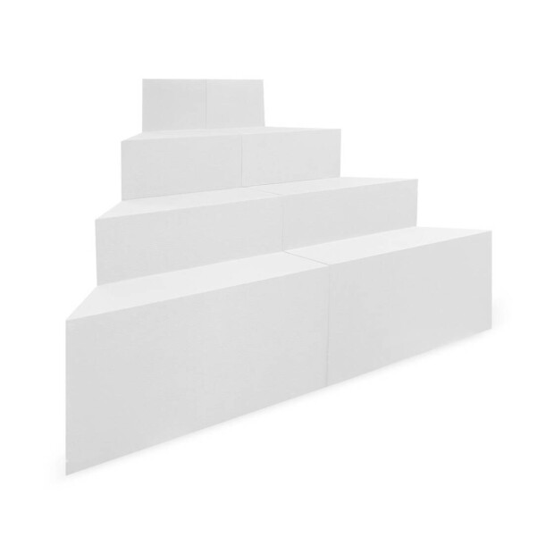 Trendstone Ecktreppe OBLIQUE 169 x 169 cm | H 128 cm 4-stufig für Beckentiefe 150cm | Polystyrol | Kunststoffbeschichtung