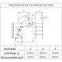 Treppenleiter mit Sicherheitsstufen Holm 43mm - V2A mit Einbauhalterungen 5-stufig