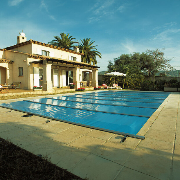 Evole Rollschutzabdeckung - Walu Pool Becken 800 x 400 cm - Plane 840 x 440 cm Lichtgrau