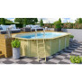 Trend Holzpool SET Achteck Langform | versch. Folienfarbe | mit Metallecken | 610 x 400 x 124 cm | ca. 19,1 m³ Beckenvolumen