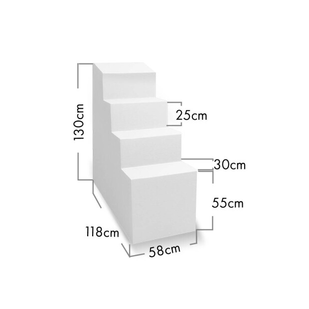 TrendStone Ecktreppe Variofit 118 x 58 cm | H 130 cm 4-stufig für Beckentiefe 150cm | Polystyrol | Kunststoffbeschichtung