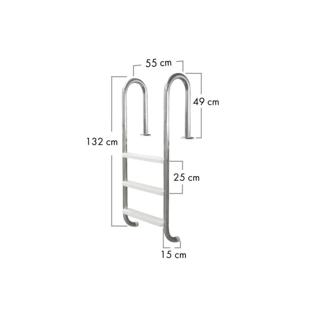 Trend Poolleiter ENG | 3-stufig | Kunststoffstufen inkl. Flanschmontagesatz und Gegenhalterplatte