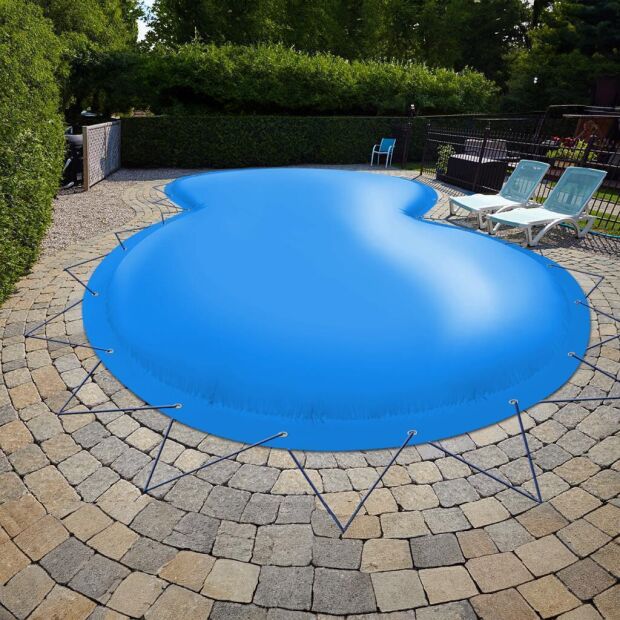 Aufblasbare Abdeckung - achtform - 855cm x 500cm in Blau RAL5002