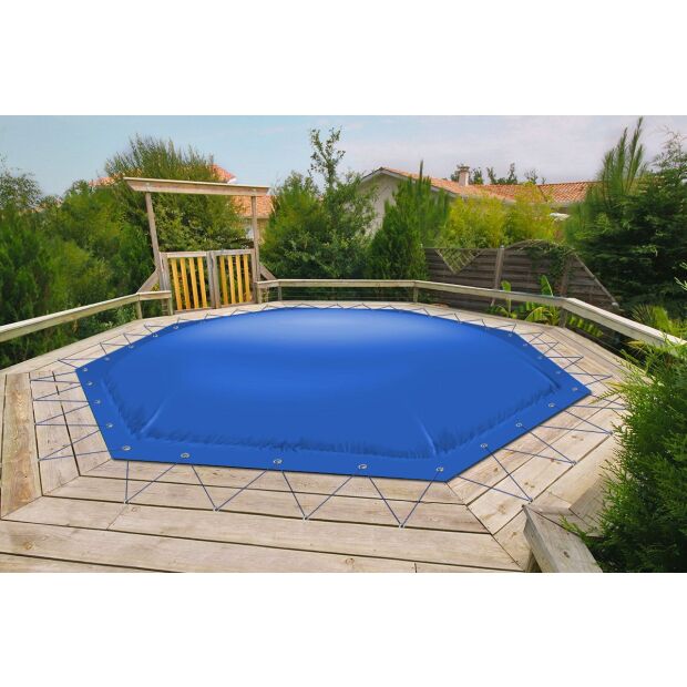 Aufblasbare Abdeckung - 8-Eck - 325 x 325 cm Blau RAL5002