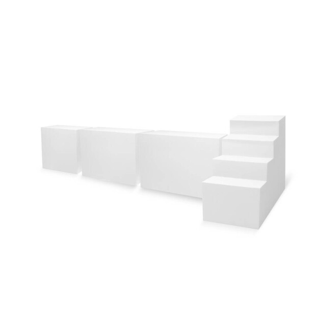 TrendStone Ecktreppe Variofit 118 x 78 cm | H 130 cm 4-stufig für Beckentiefe 150 cm | Polystyrol | Kunststoffbeschichtung