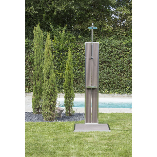 Gartendusche Bahama Edelstahl/ WPC inkl. Bodenplatte