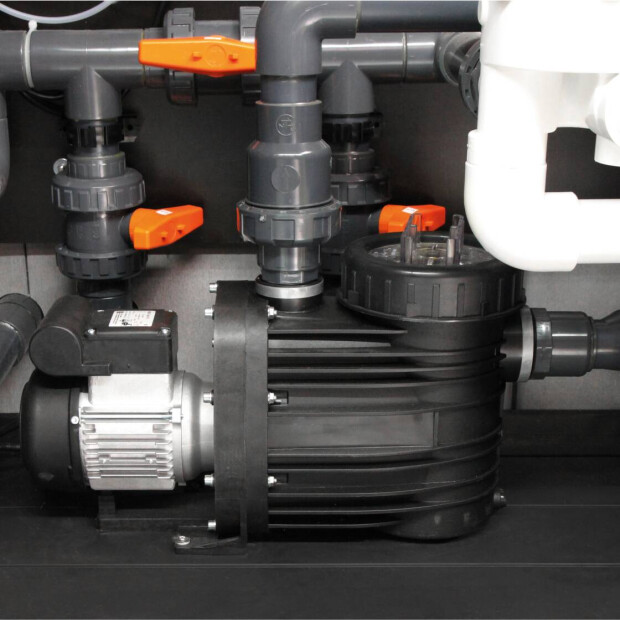 Trend Pool Technikbox | ohne Dosieranlage | Filter Trend Side Ø 500 mm | ProPump 7 | Holzoptik in Grau