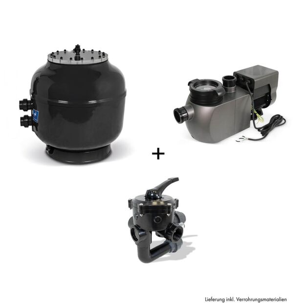 Sandfilteranlage GFK Hochschicht Filterkessel HSF-4 | InverHero Pumpe IH30 | 230 V