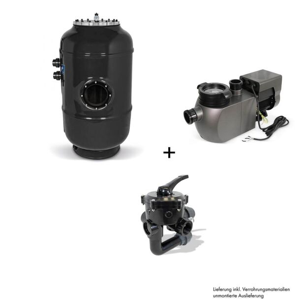 Sandfilteranlage GFK Hochschicht Filterkessel HSF-8 | InverHero Pumpe IH30 | 230 V