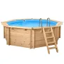 Holzpool Interline Premium Set Bali Achteck Rund - Becken, Folie, Filter, Leiter, Sommer- & Winterabdeckung und Reinigerset