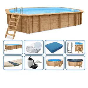 Holzpool Interline Deluxe Set Bali Achteck Oval - Becken,...