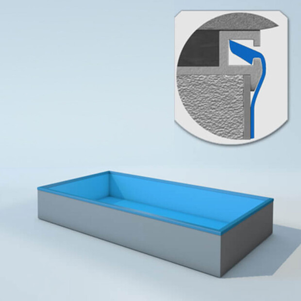 Poolfolie rechteck - T 150 cm - Keilbiese 0.8 mm - blau (eckige Ecken) 600 x 300 cm
