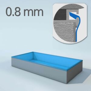 Poolfolie rechteck - T 150 cm - Keilbiese 0.8 mm - blau...