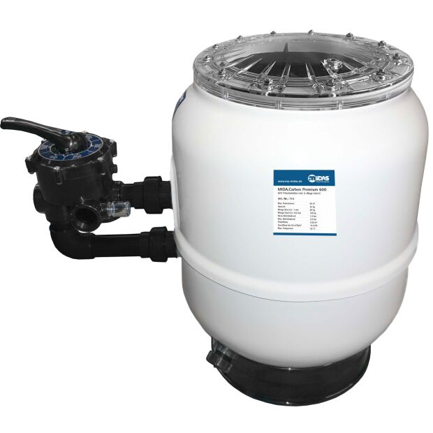 MIDA.Carbon Premium GFK Filterbehälter D600 mm inklusive 6-Wege-Ventil 1 ½"