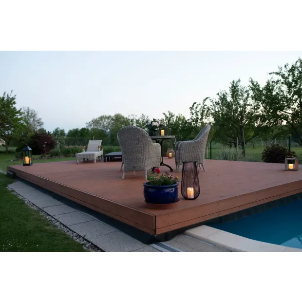 Pooldeck verschiebbare Terrasse - Längsverschiebbar von der Mitte