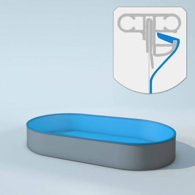 Schwimmbecken Innenhüllen oval mit Keilbiese - T=150 cm x 0,6 mm - PVC blau 360 x 737 cm