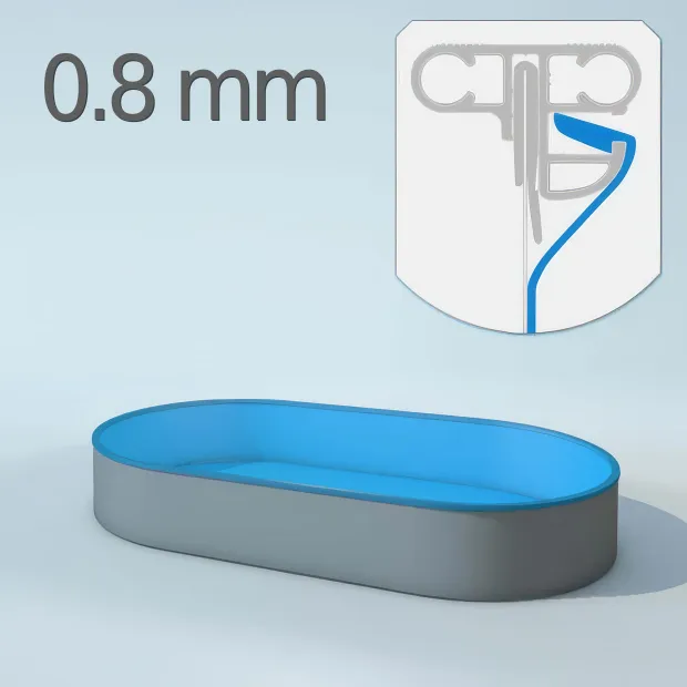 Schwimmbecken Innenhüllen oval mit Keilbiese - T=120 cm x 0,8 mm - PVC blau 300 x 490 cm