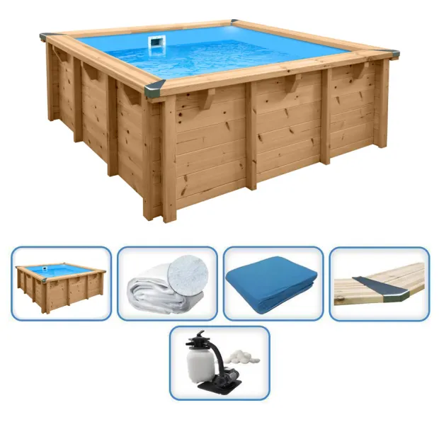 Holzpool Interline Basis Set Bali Rechteck (mini) - Becken, Folie, Vlies & Filteranlage
