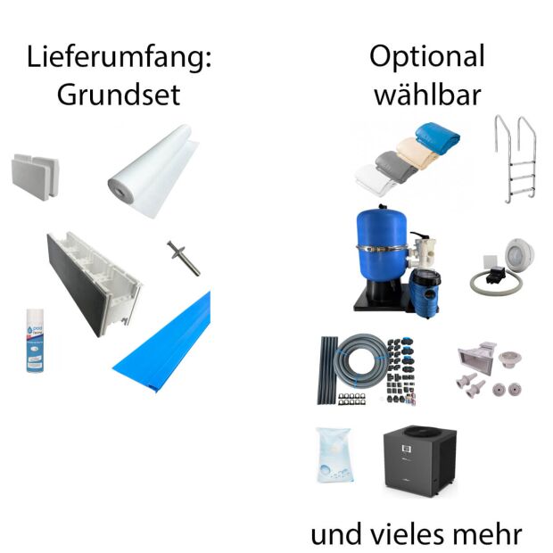 Rechteck Pool Styropor EPS30-80 Prestige XXL Set